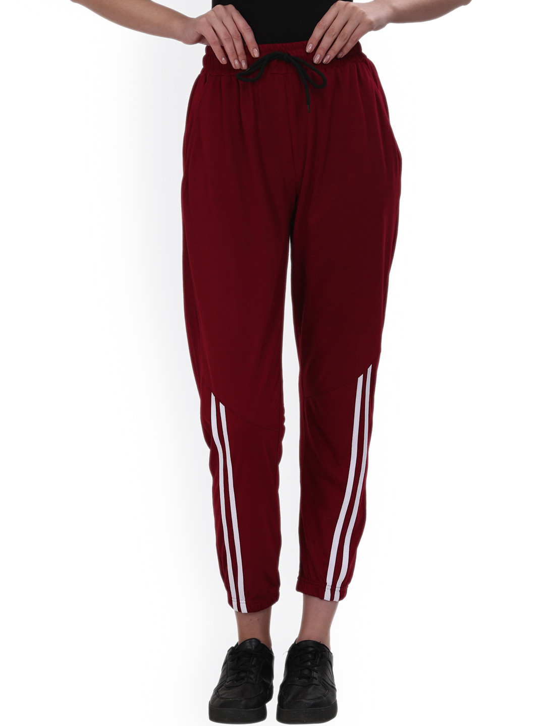 

Fashionable Women Mid Rise Cotton Joggers, Maroon