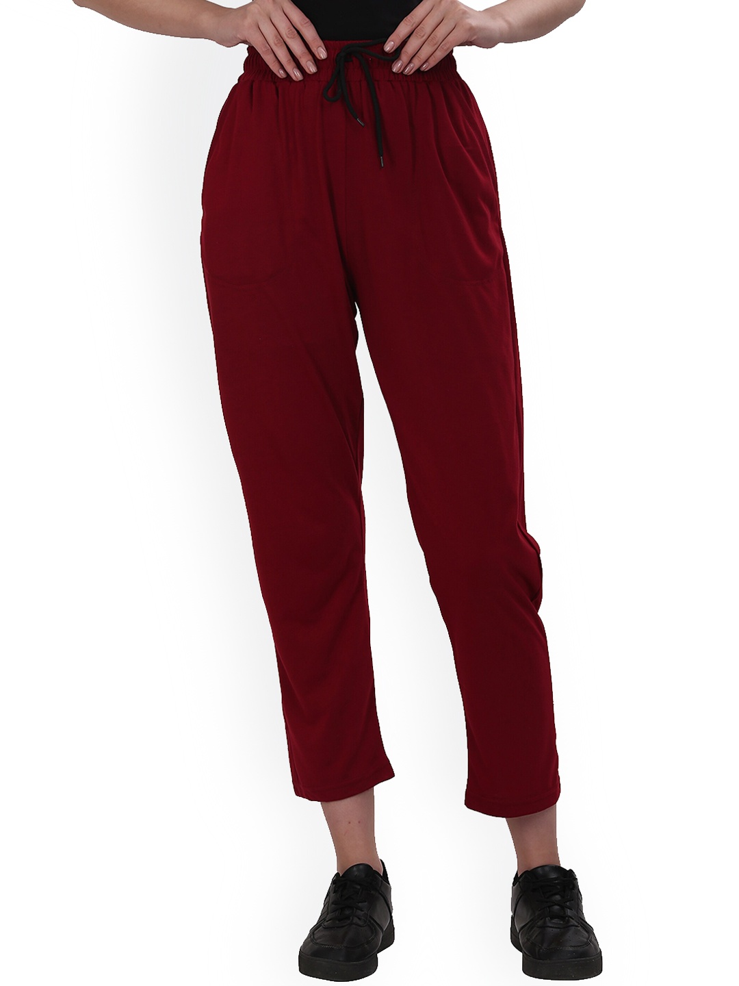 

Fashionable Women Mid Rise Cotton Track Pants, Maroon