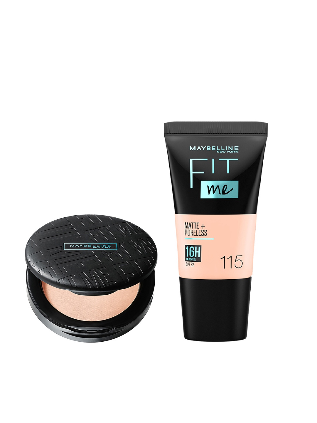 

Maybelline Set of New York Fit Me Matte+Poreless Foundation + Compact Powder - Ivory 115, Beige