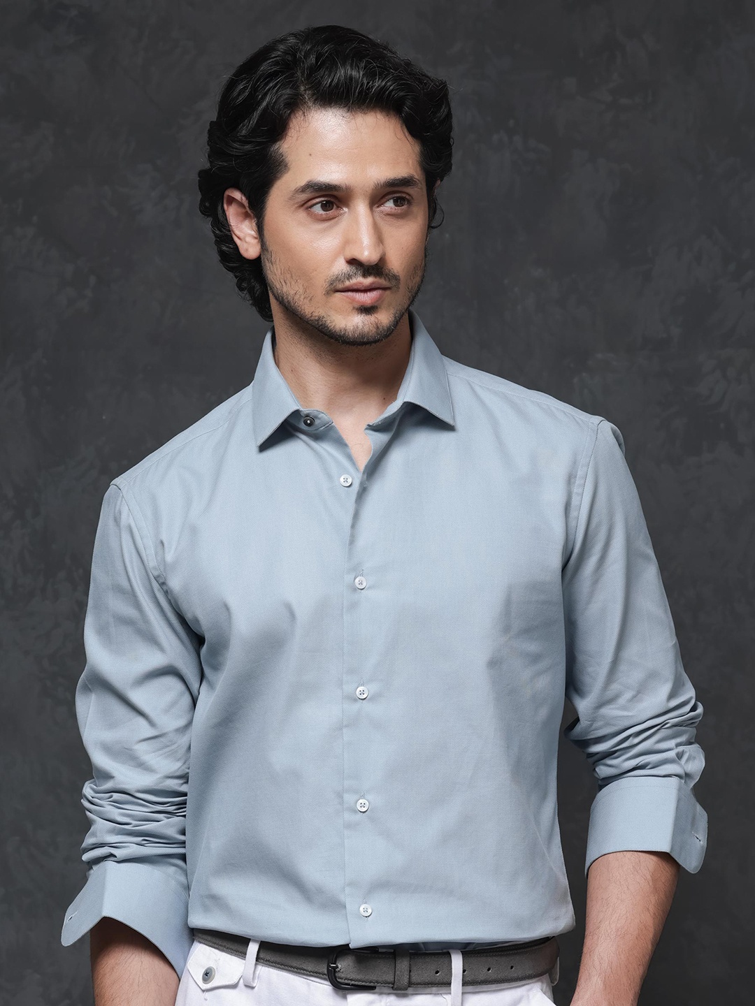 

RARE RABBIT Men Lasko Regular Fit Classic Cotton Shirt, Blue