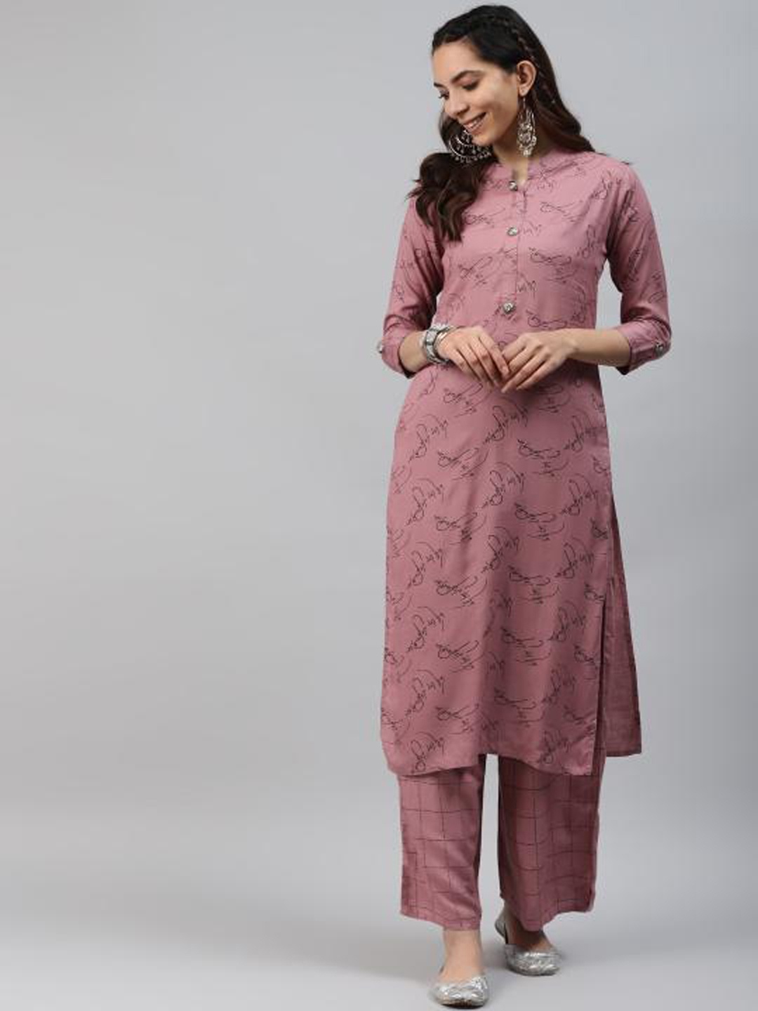 

HIGHLIGHT FASHION EXPORT Printed Regular Kurta with Palazzos, Pink