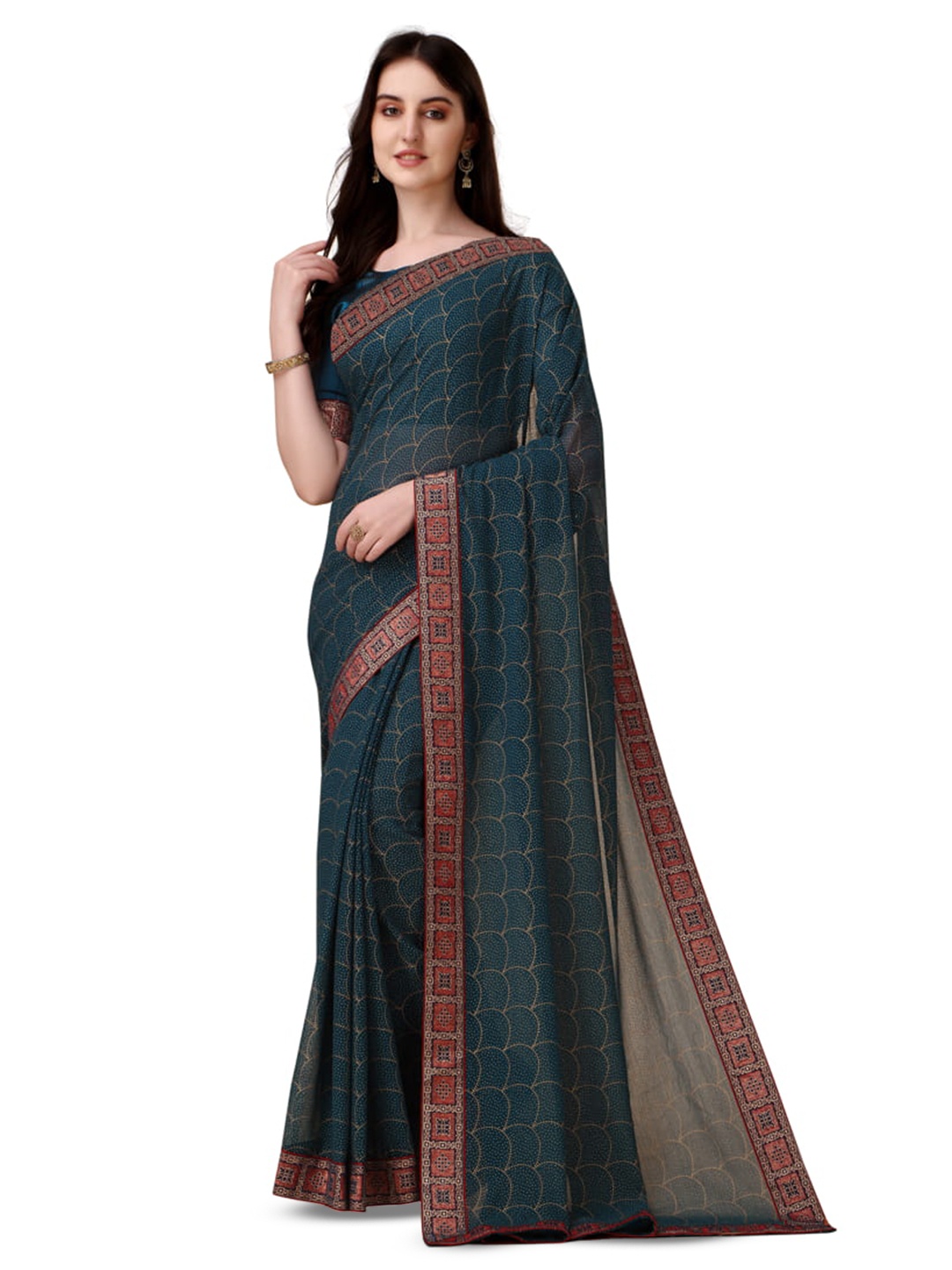 

Marabout Geometric Embellished Zari Banarasi Saree, Green