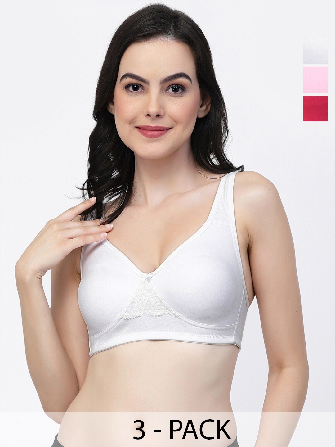 

College Girl Pack Of 3 Full Coverage T-shirt Bras With All Day Comfort, Pink