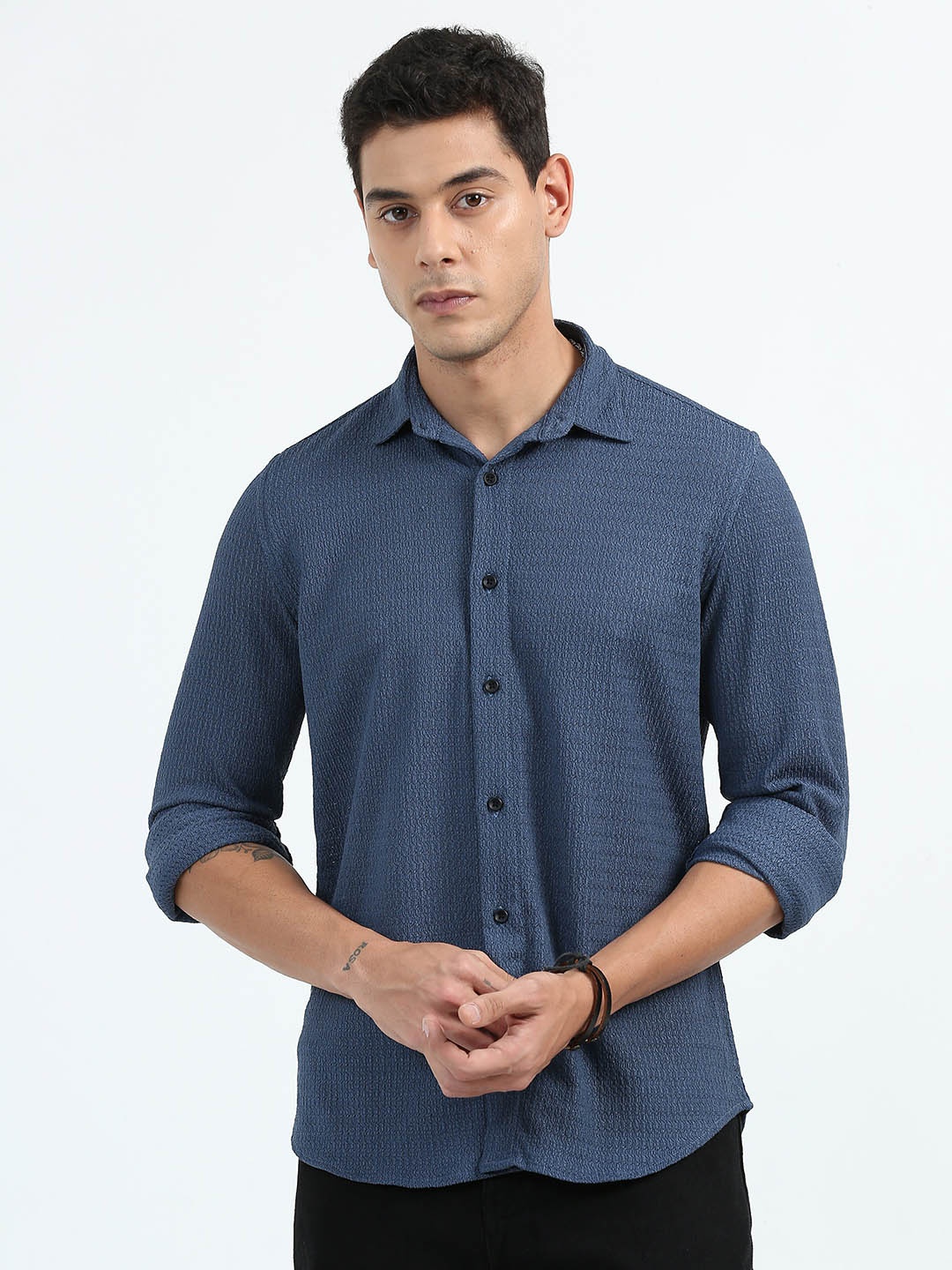 

RIDELIFE Original Slim Fit Spread Collar Casual Shirt, Blue