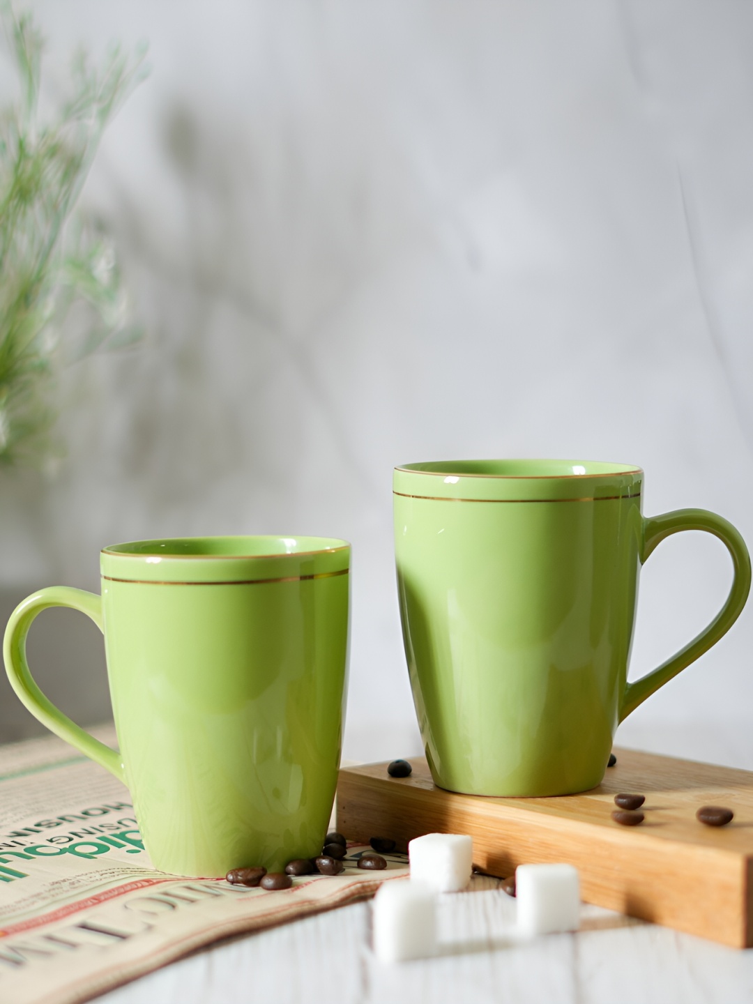 

Femora Green 2 Pieces Ceramic Glossy Mug 360 ml Each