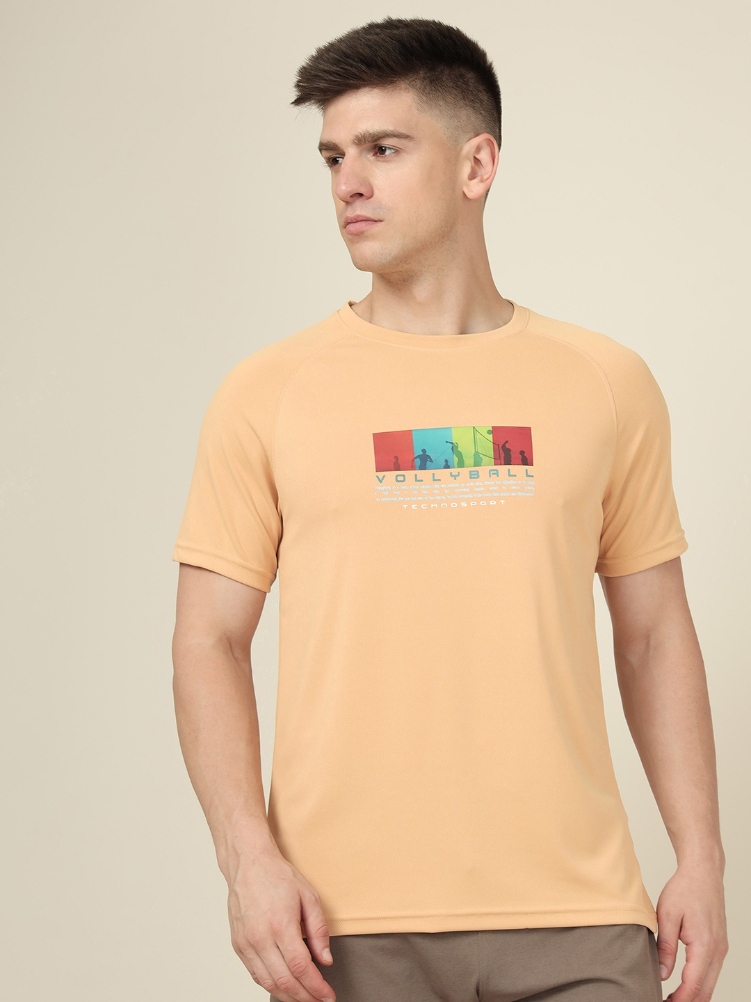 

Technosport Graphic Printed Rapid Dry Technology Slim Fit Active T-shirt, Orange