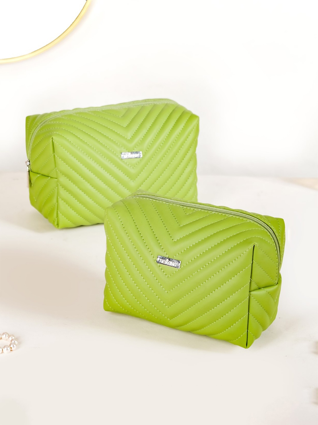 

Nestasia Set of 2 Textured Compact Pouch Travel Accessory, Green