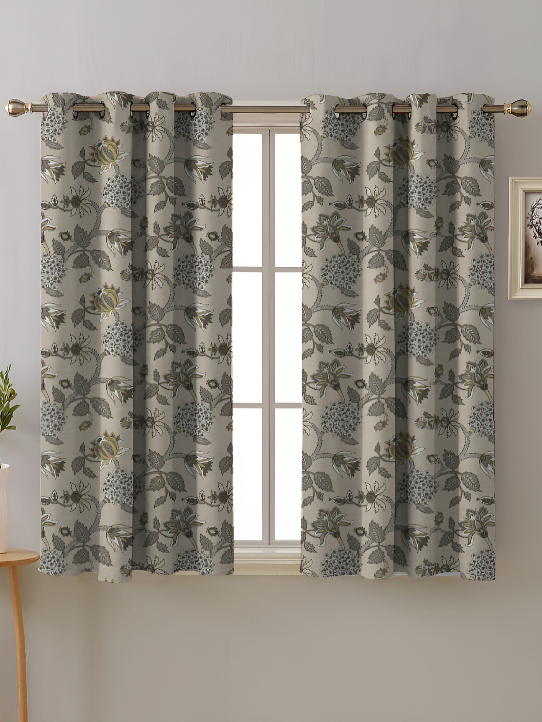 

SPACES Beige & White 2 Pieces Floral Room Darkening Window Curtain