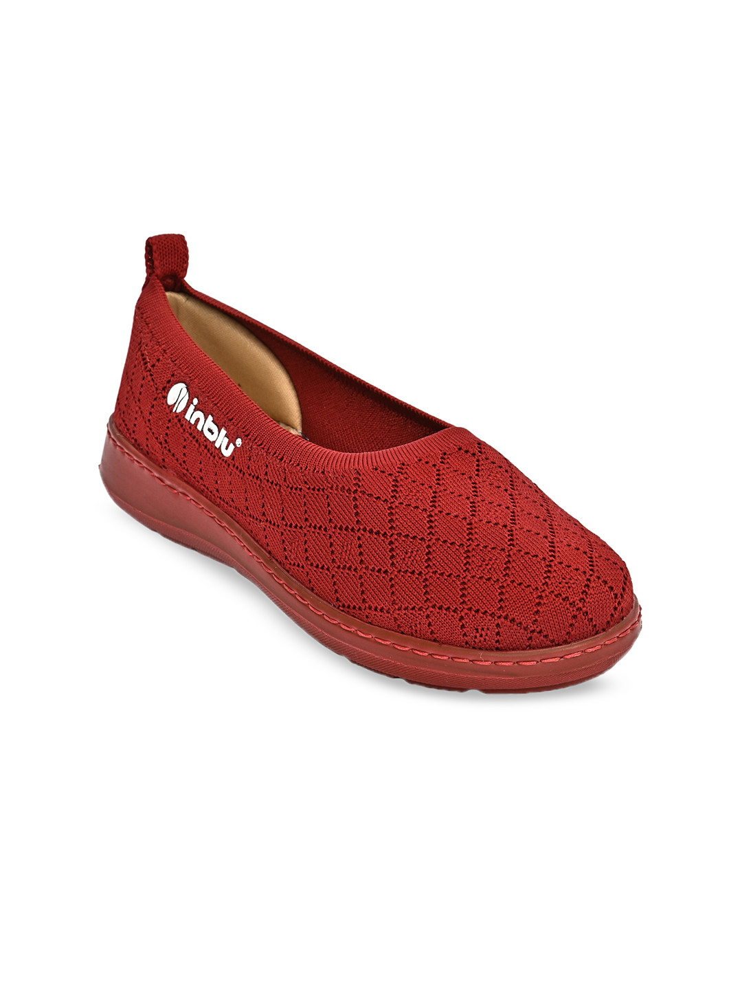 

Inblu Women Woven Design Slip-On Sneakers, Maroon