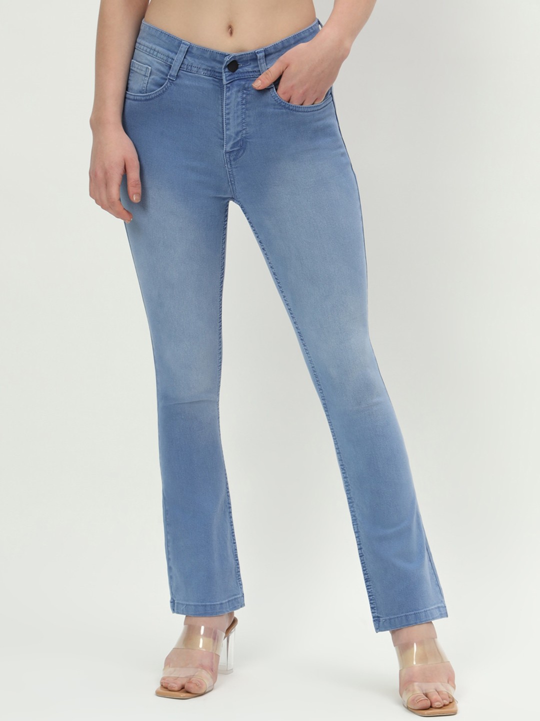 

BAESD Women Jean Bootcut High-Rise Light Fade Cotton Jeans, Blue