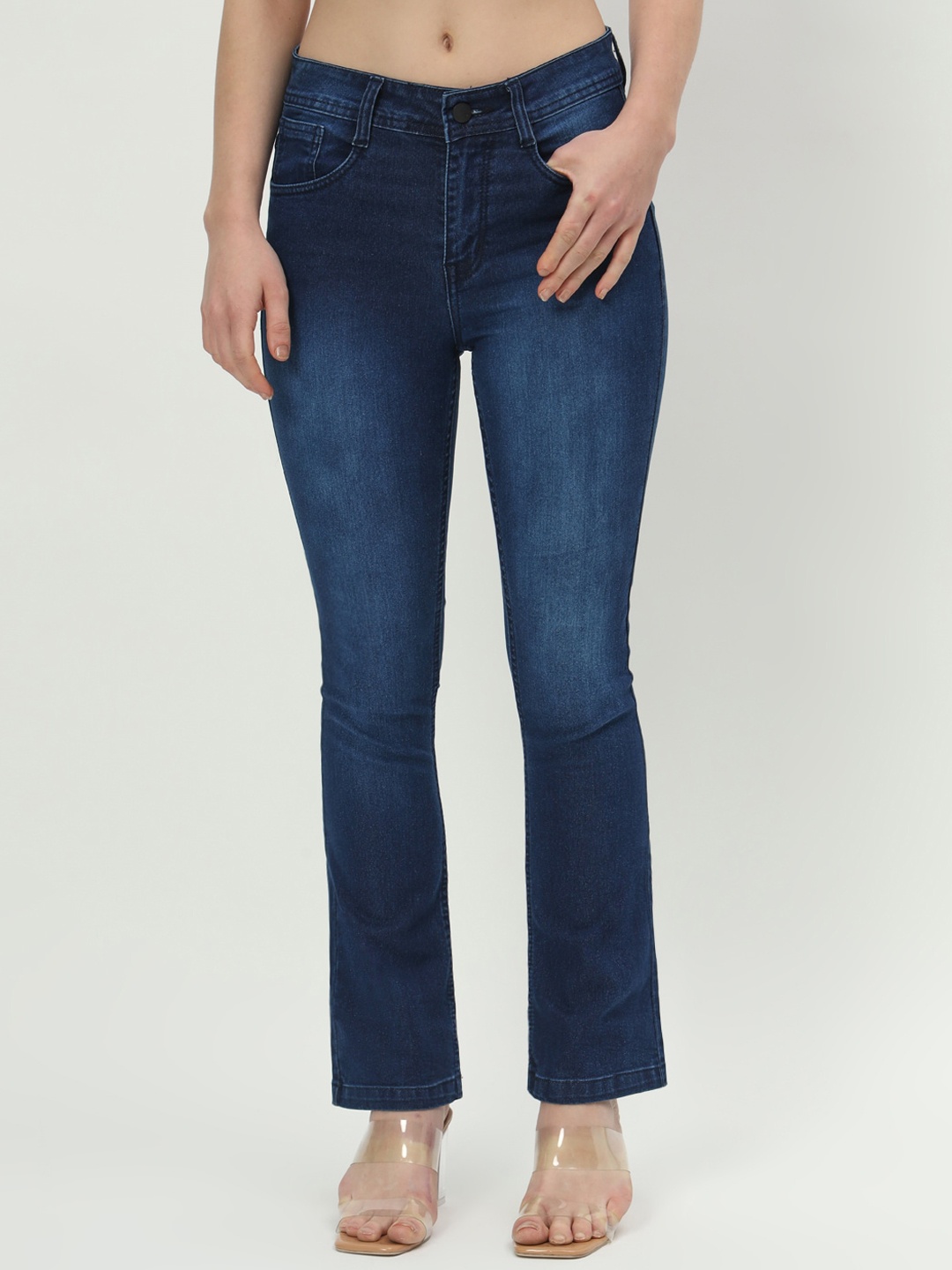 

BAESD Women Jean Bootcut High-Rise Light Fade Cotton Jeans, Blue