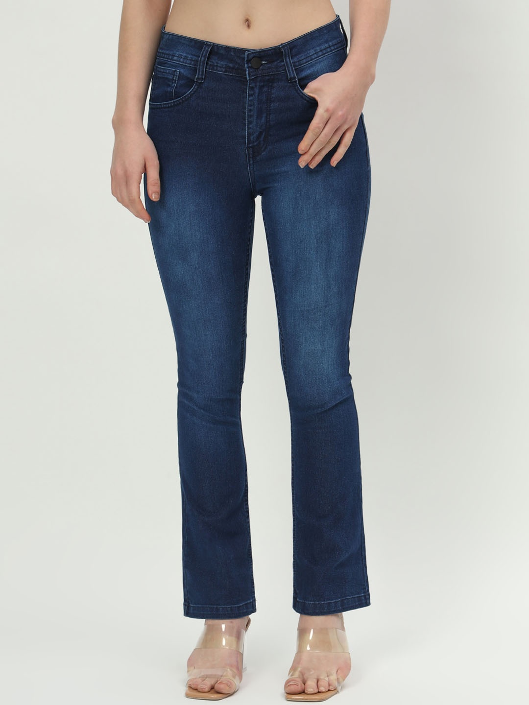 

AngelFab Women Jean Bootcut High-Rise Light Fade Jeans, Blue