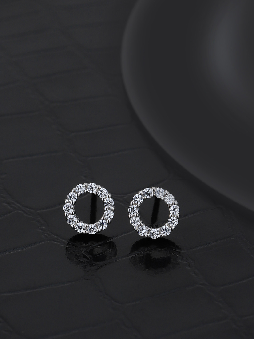 

Carlton London 925 Sterling Silver Rhodium Plated with CZ Circular Stud Earrings