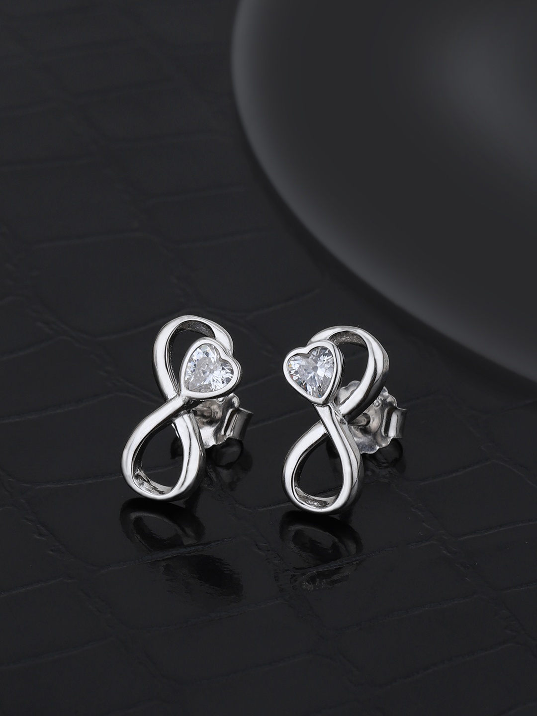 

Carlton London 925 Sterling Silver Rhodium Plated with CZ Infinity Stud Earrings