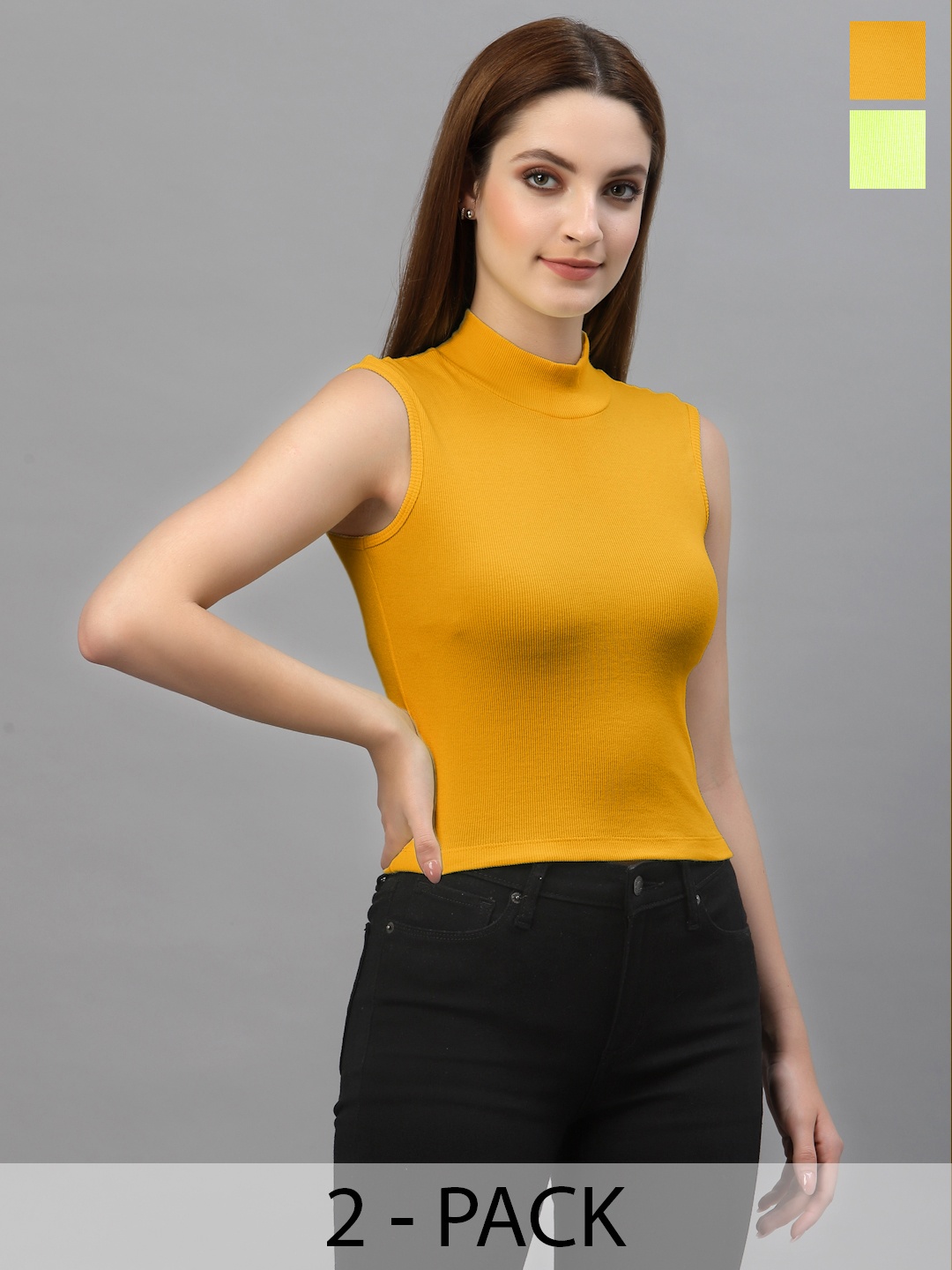 

Friskers Pack Of 2 Cotton Fitted Top, Fluorescent green