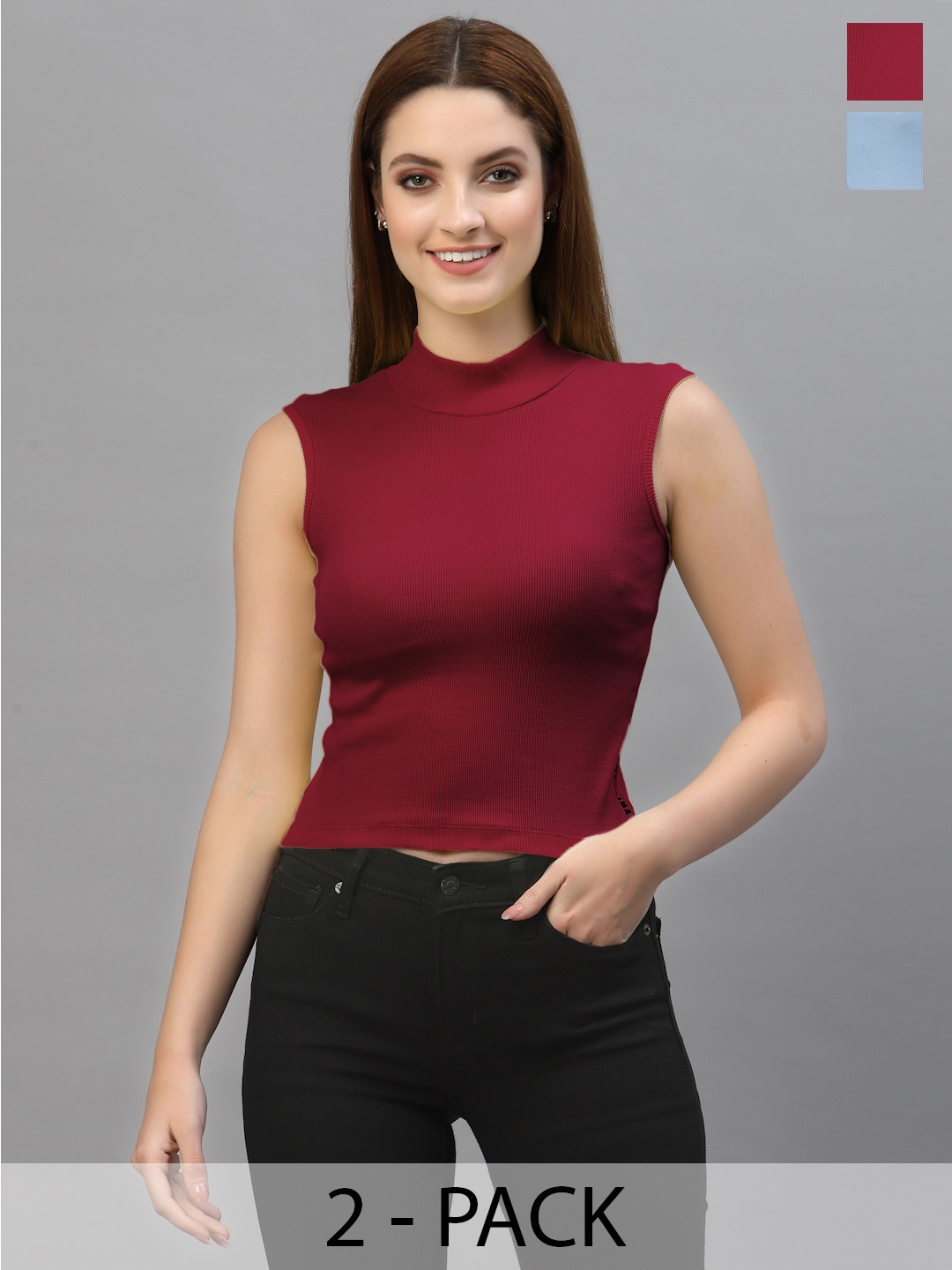 

Friskers Cotton Fitted Top, Maroon