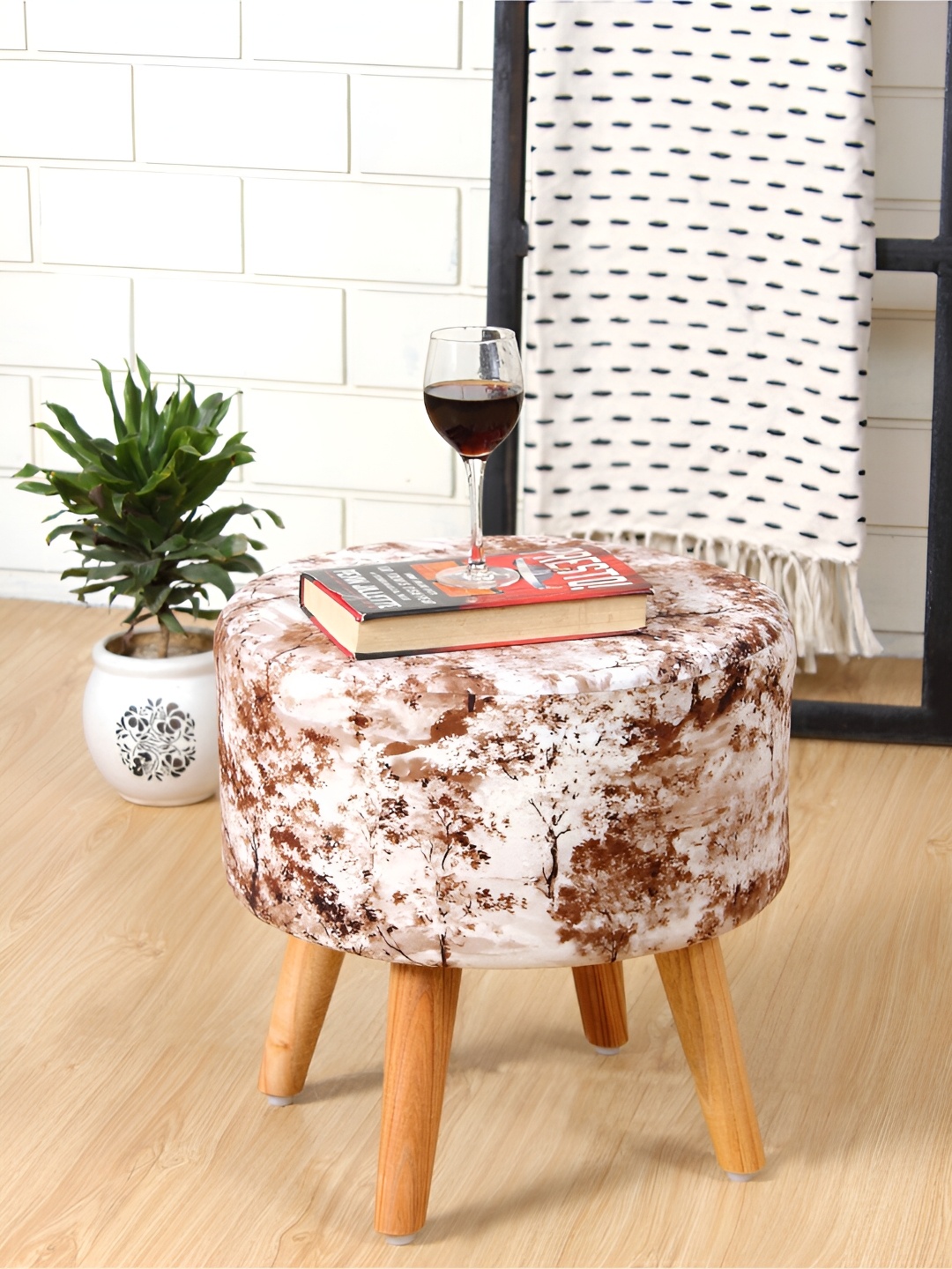 

Shadowkart Coffee Brown Wooden Pouffes Sitting Mudda Ottomans