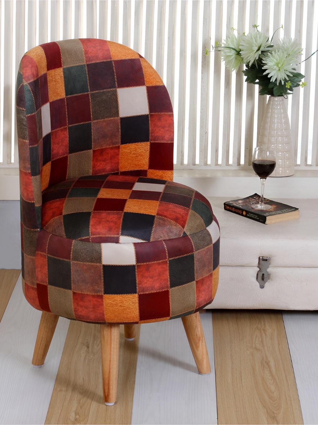 

Shadowkart Geometric Printed Ottoman, Red