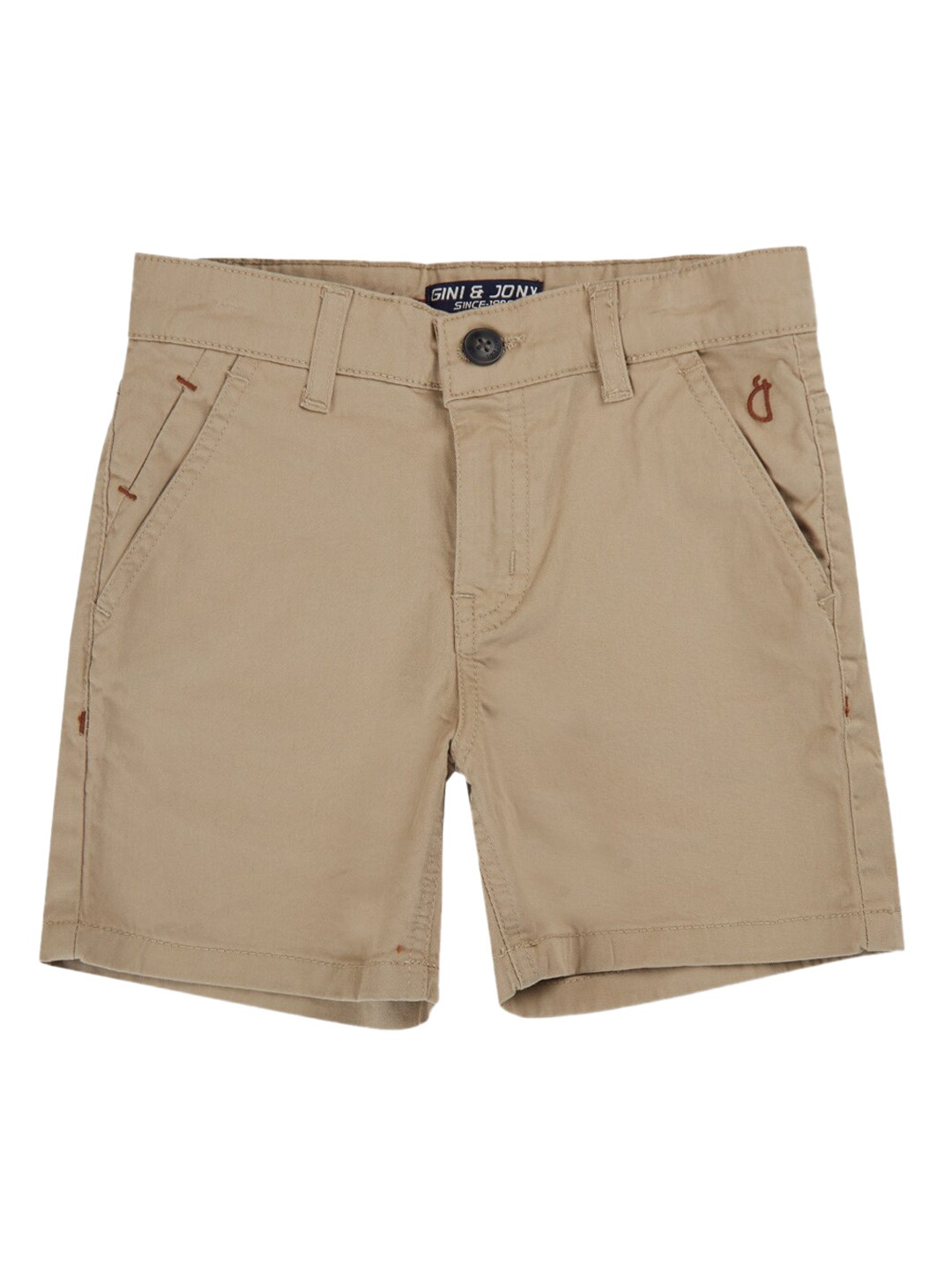 

Gini and Jony Boys Mid-Rise Slim Fit Cotton Shorts, Brown