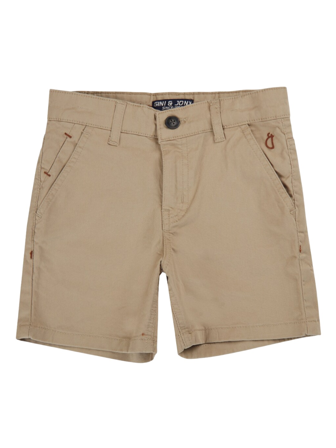 

Gini and Jony Boys Mid-Rise Slim Fit Cotton Shorts, Brown