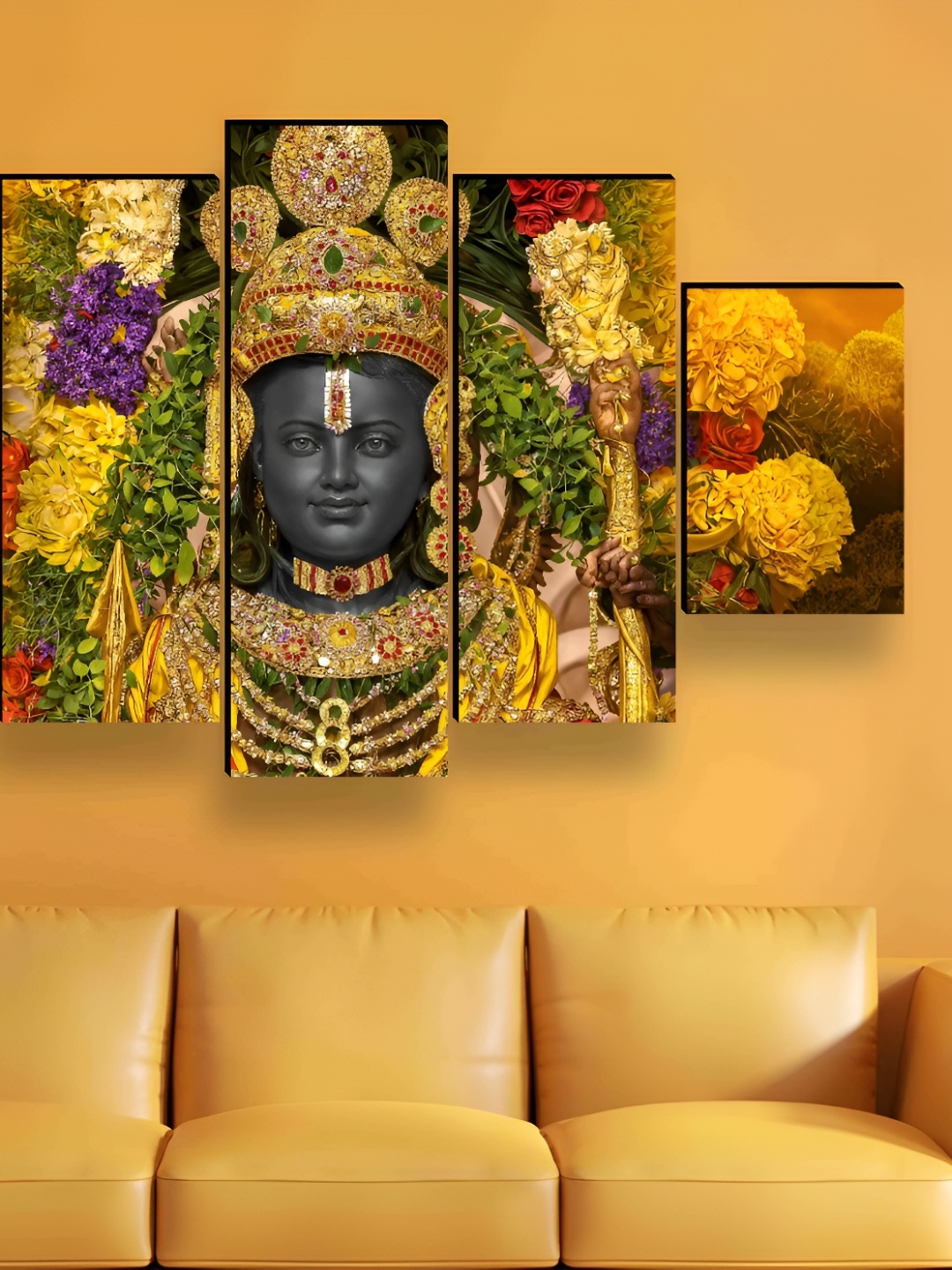 

SAF Gold-Toned & Green 5 Pieces Synthetic Wood Religious Wall Paintings