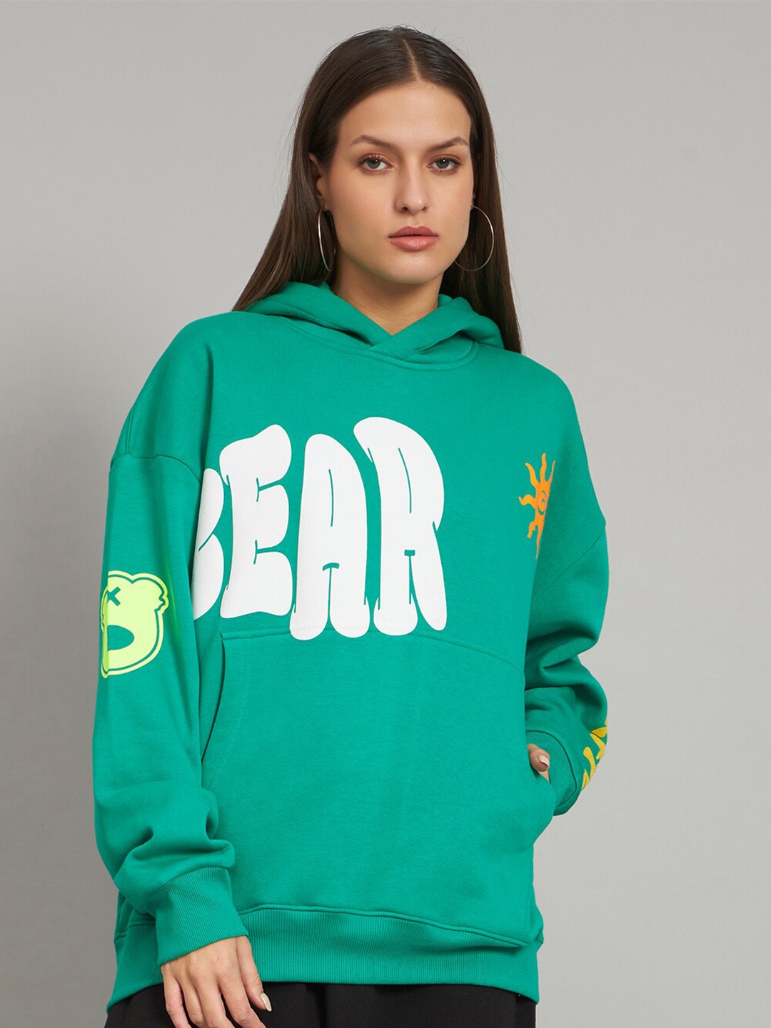 

GRIFFEL Typography Printed Hooded Sweatshirt, Green