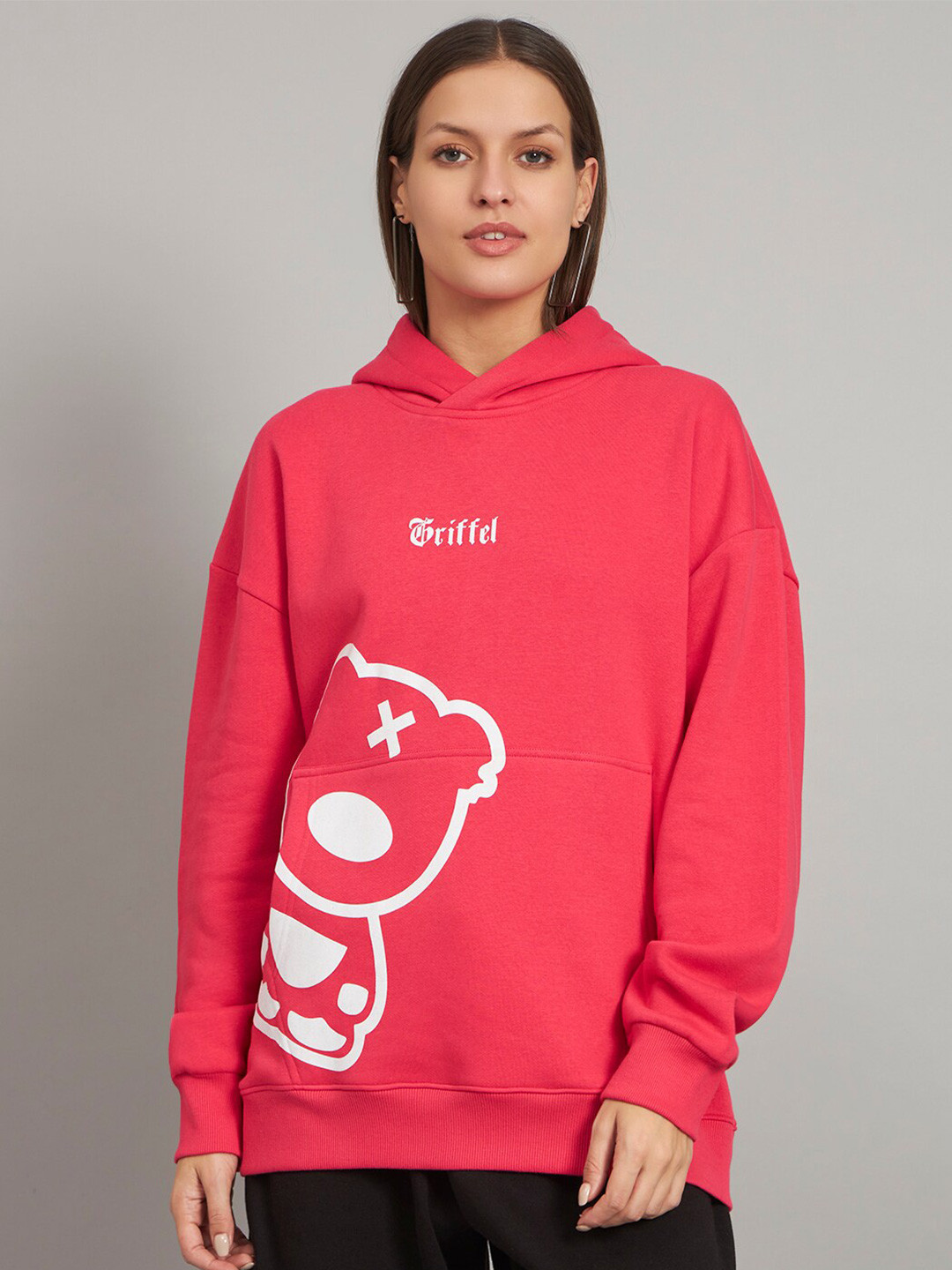 

GRIFFEL Graphic Printed Hooded Pullover Sweatshirt, Pink