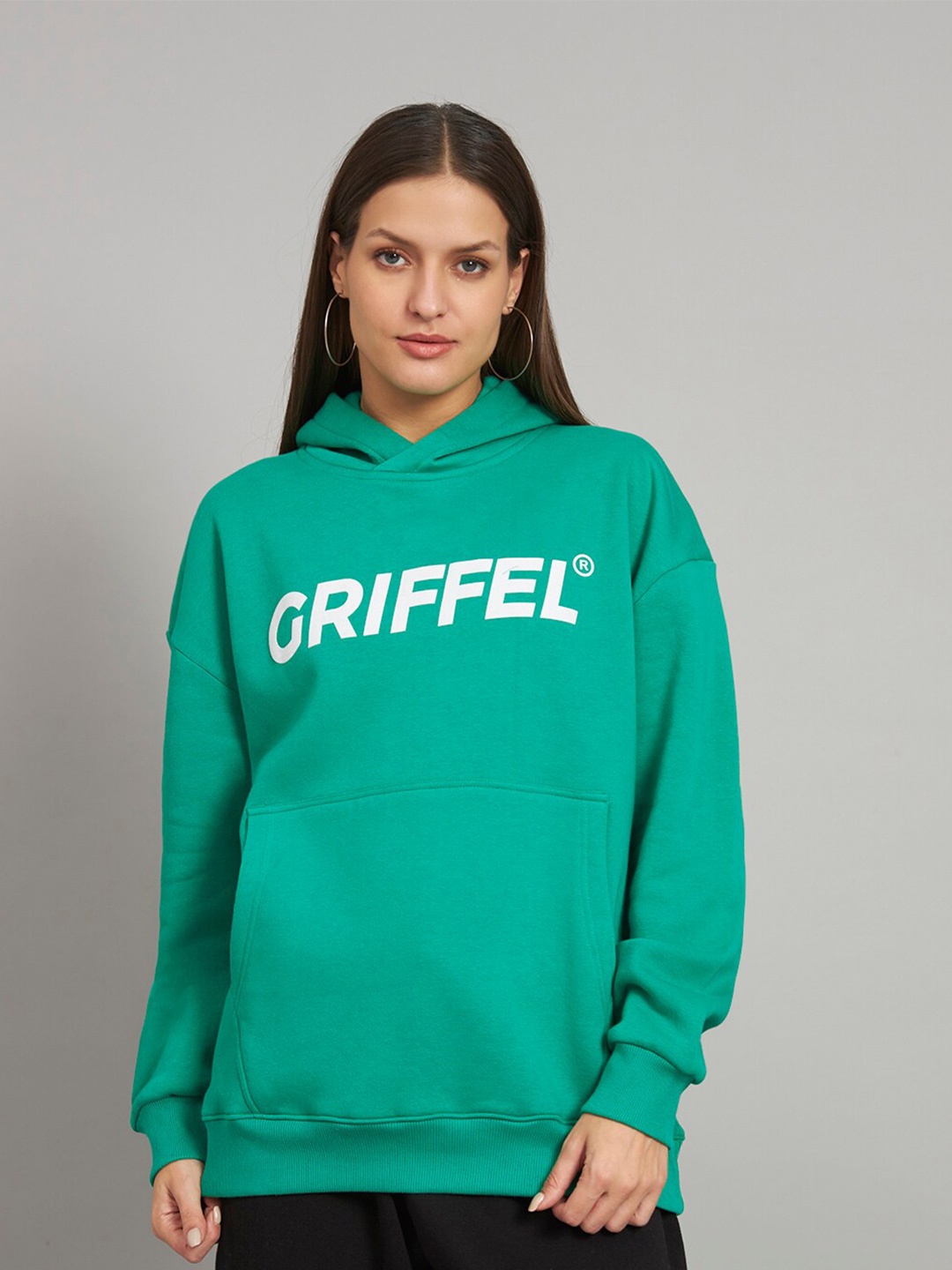 

GRIFFEL Typography Printed Hooded Sweatshirt, Green