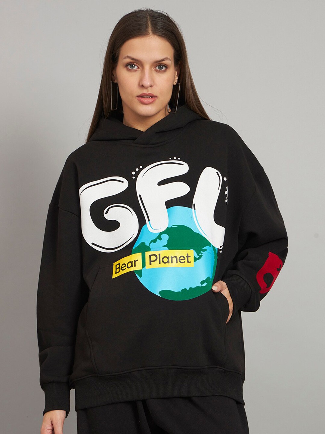 

GRIFFEL Typography Printed Hooded Sweatshirt, Black