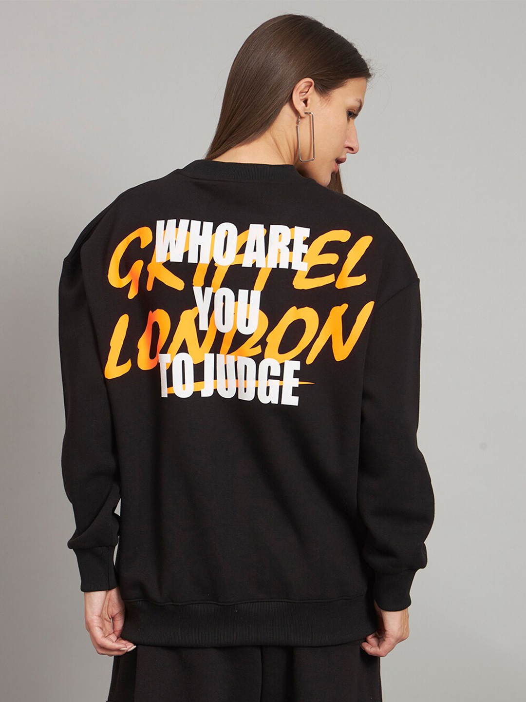 

GRIFFEL Typography Printed Pullover Sweatshirt, Black