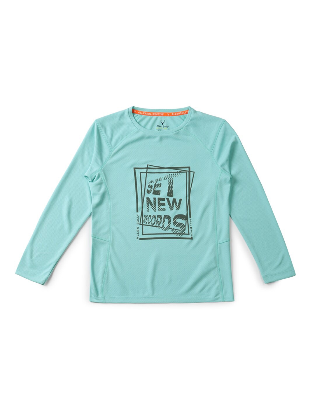 

Allen Solly Junior Boys Typography Printed Cotton Round Neck Long Sleeves Applique T-shirt, Green