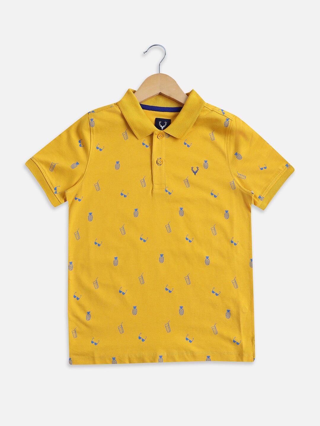 

Allen Solly Junior Boys Conversational Printed Polo Collar Cotton T-shirt, Yellow