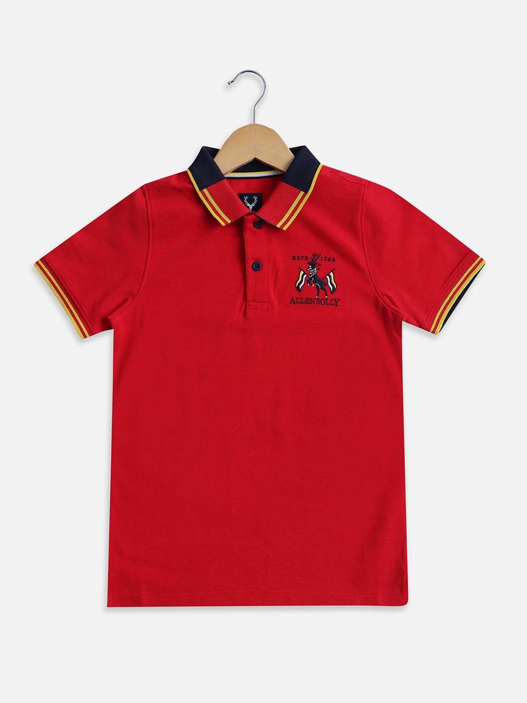 

Allen Solly Junior Boys Polo Collar Short Sleeves Cotton T-shirt, Red