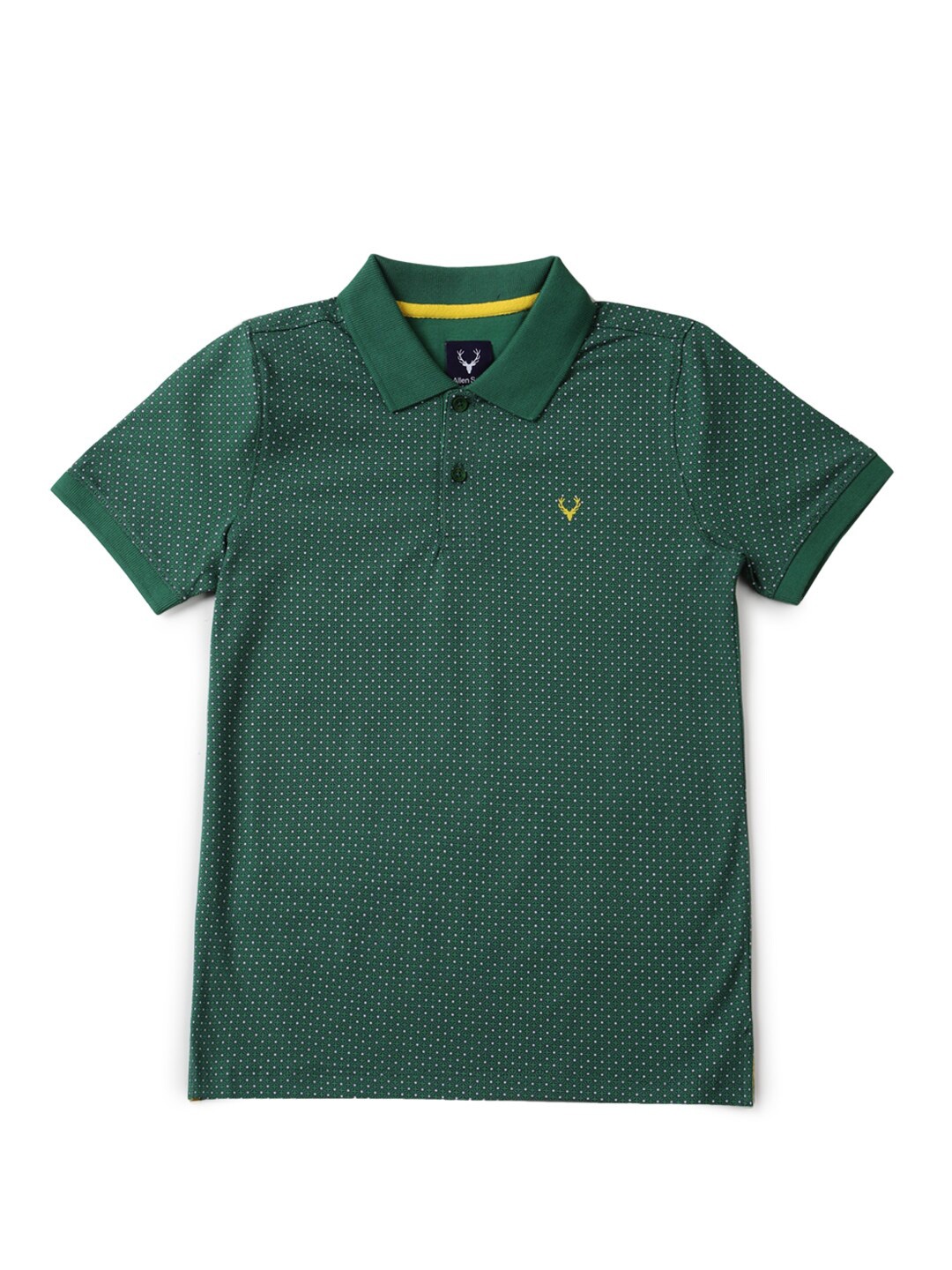 

Allen Solly Junior Boys Polka Dot Printed Polo Collar Cotton T-shirt, Green
