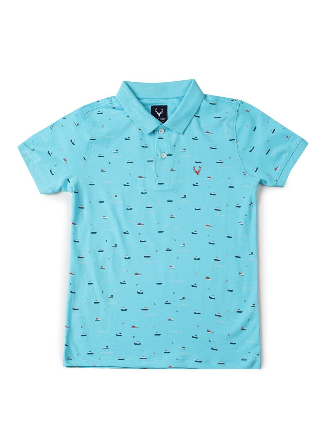 

Allen Solly Junior Boys Conversational Printed Polo Collar Cotton T-shirt, Blue