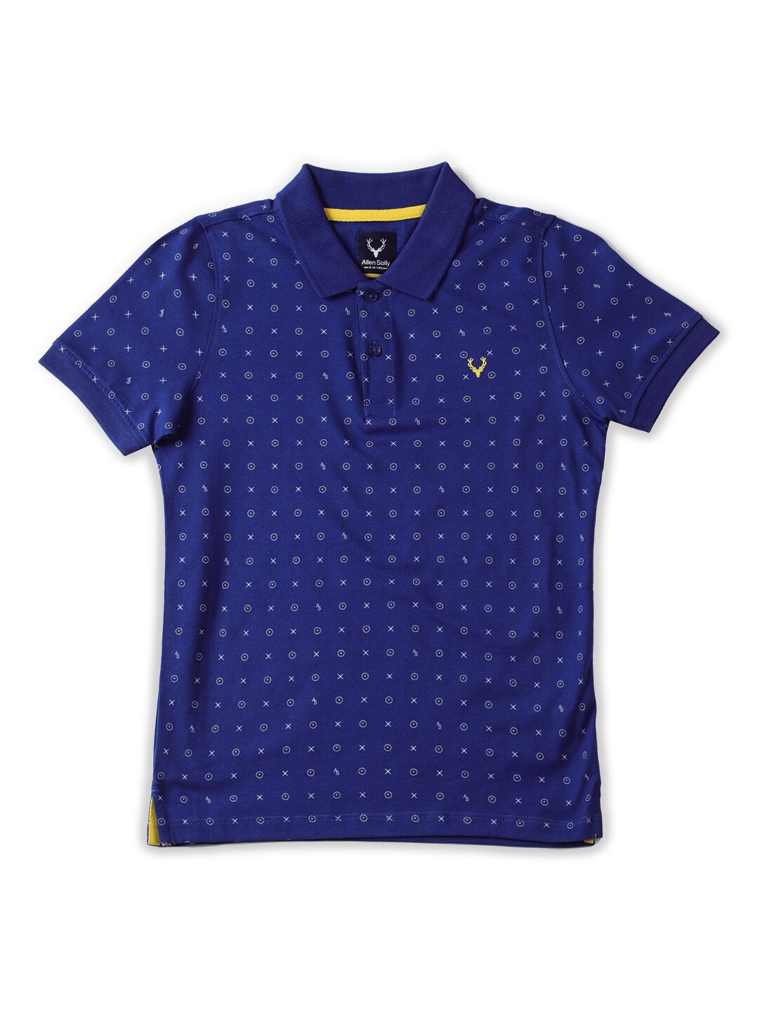

Allen Solly Junior Boys Geometric Printed Cotton Polo Collar Short Sleeves Casual T-shirt, Blue