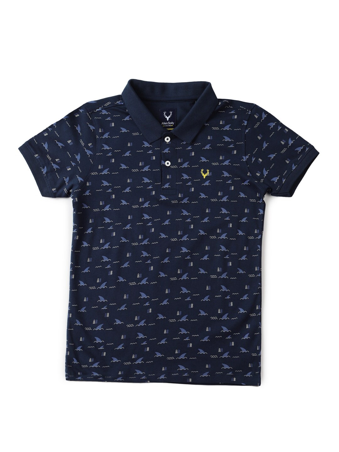 

Allen Solly Junior Boys Printed Cotton Polo Collar Short Sleeves Pockets Casual T-shirt, Navy blue