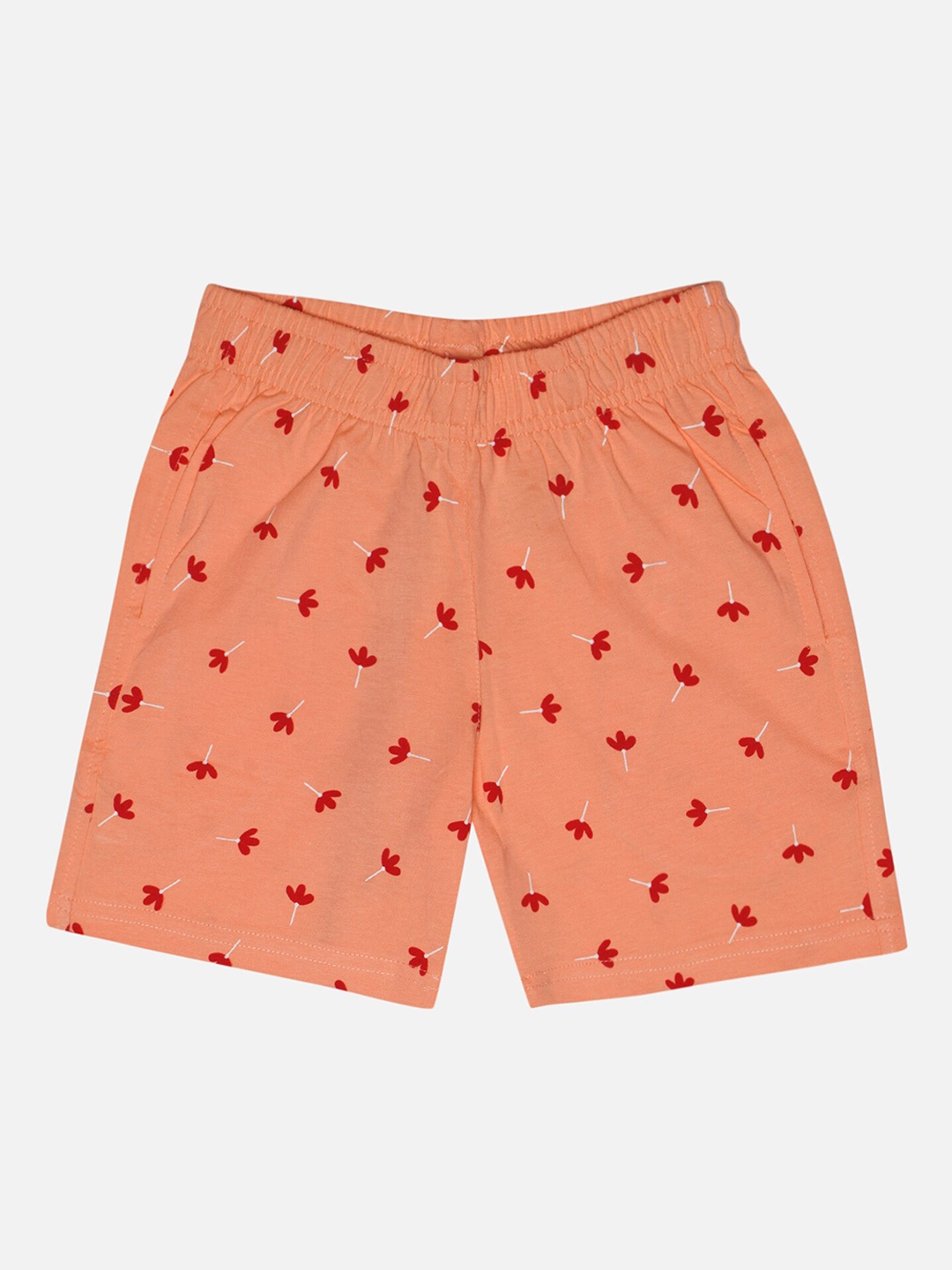 

Bodycare Kids Girls Conversational Printed Cotton Shorts, Peach