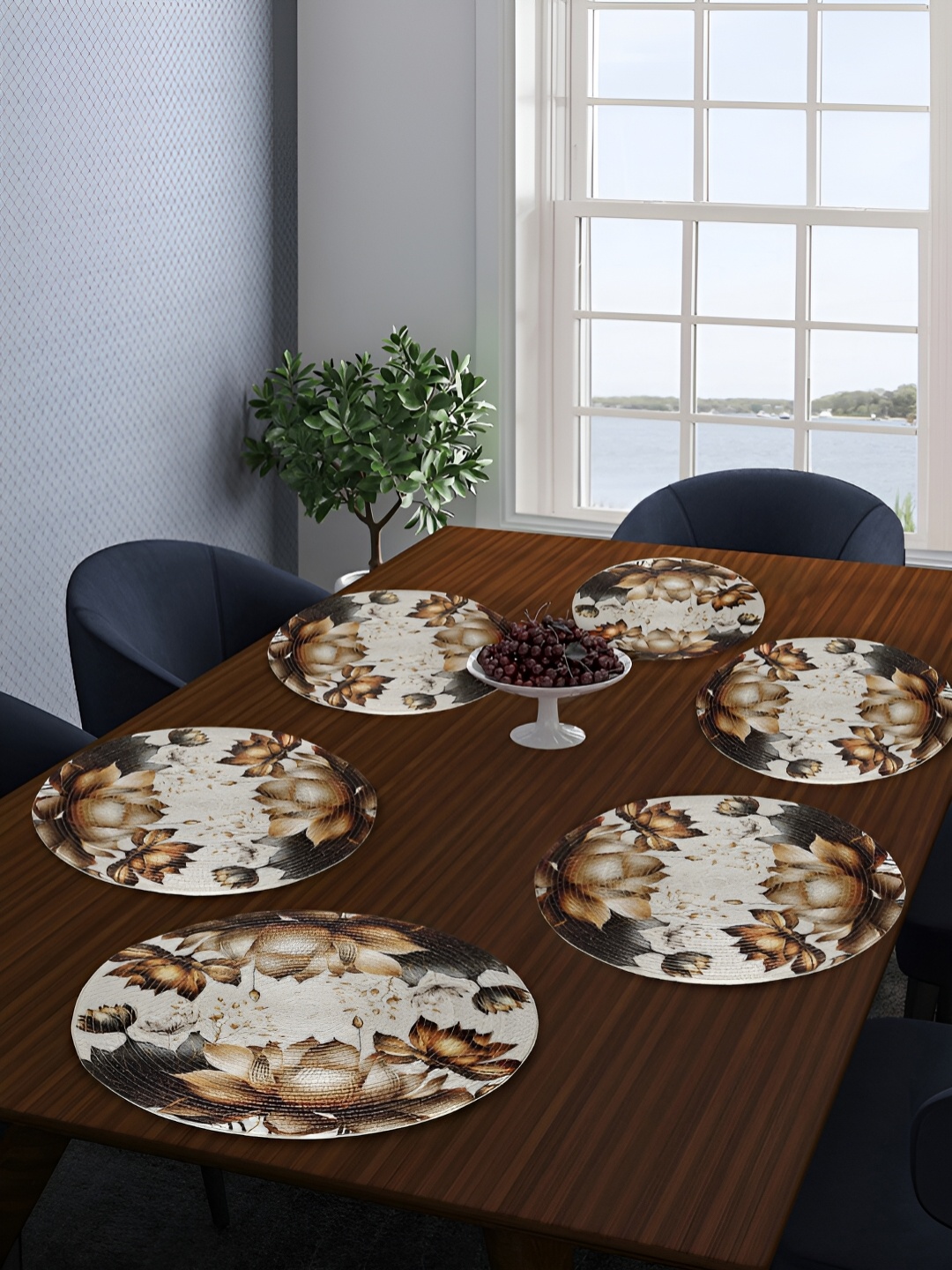 

FABINALIV Set of 6 Floral Printed Cotton Table Mats, Multi