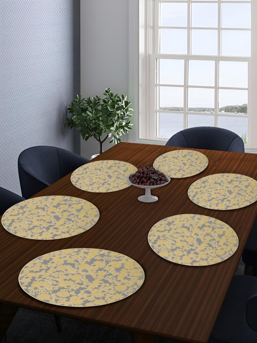 

FABINALIV Yellow 6 Pieces Floral Table Placemats