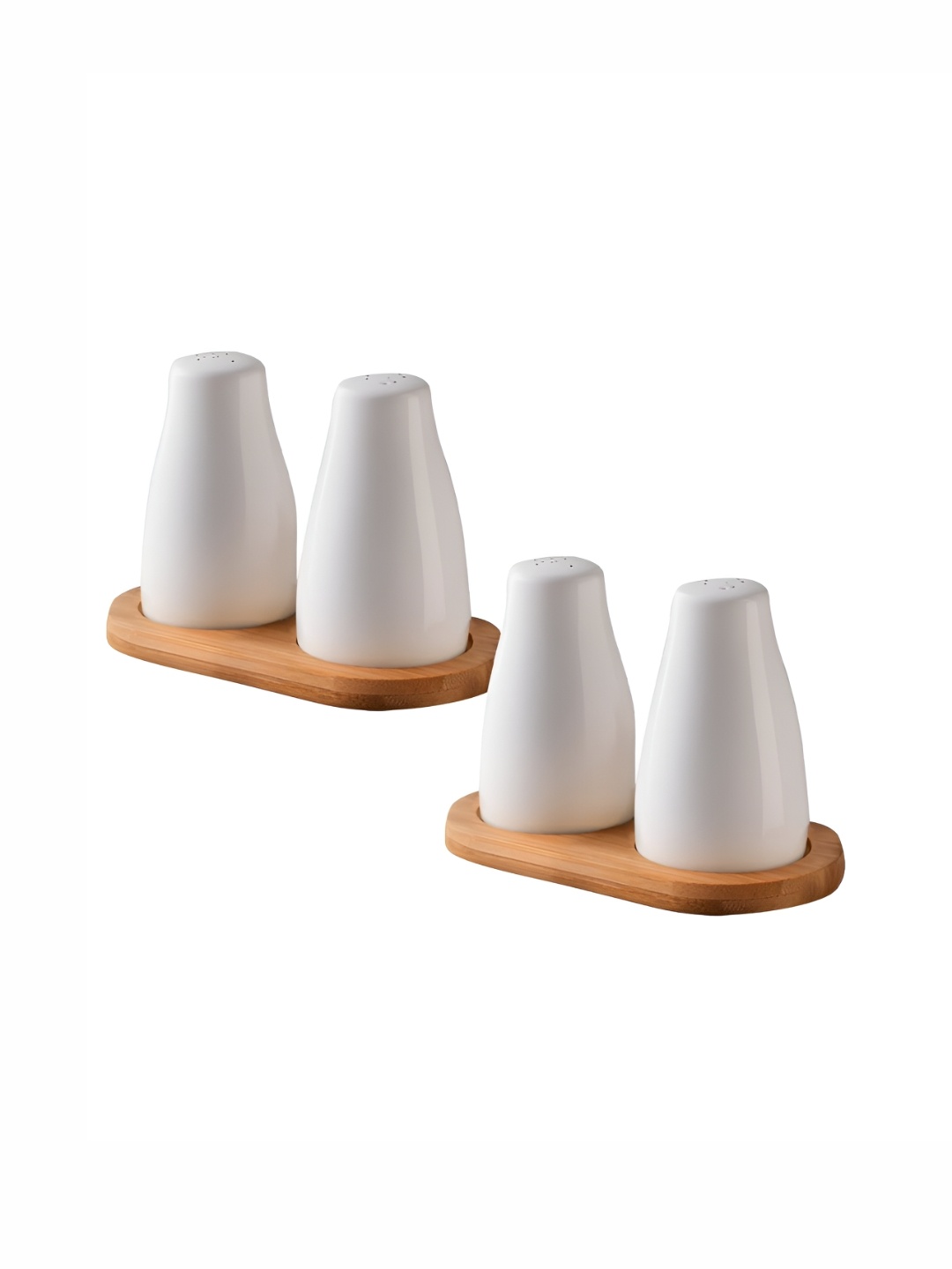 

The Better Home White 3 Pieces Ceramic Salt And Pepper Shakers With Tray