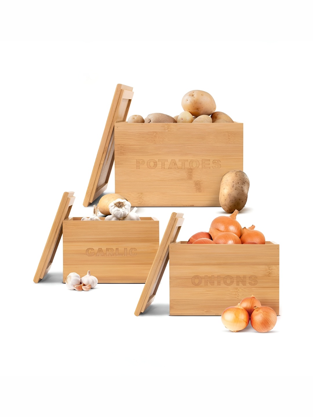 The Better Home Brown 3 Pieces Bamboo Food Containers