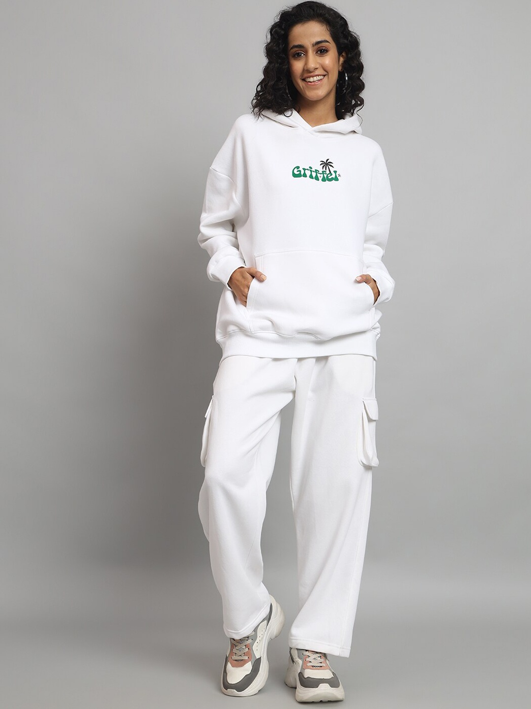 

GRIFFEL Women Self Design Tracksuits, White