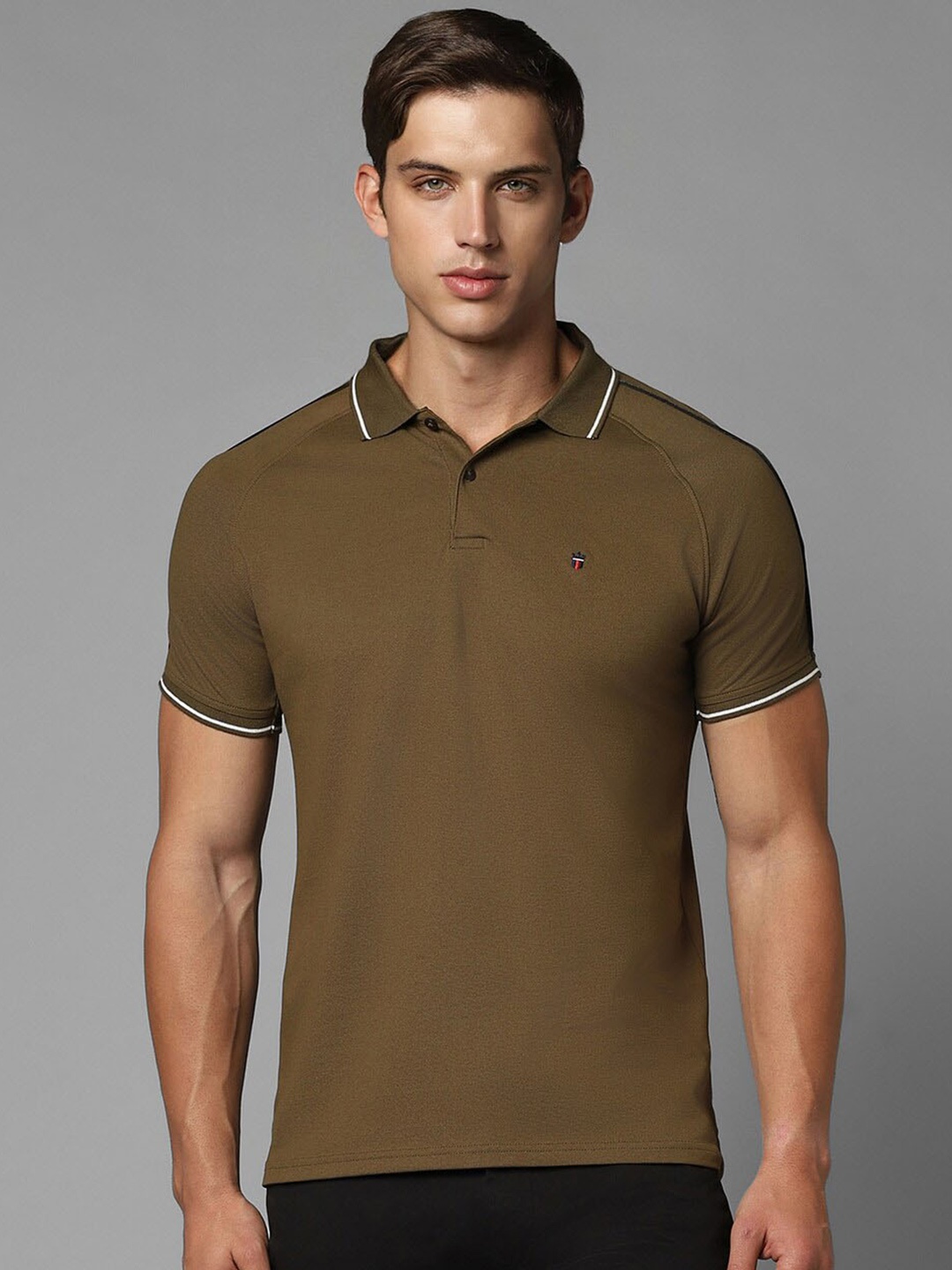 

Louis Philippe Sport Striped Polo Collar Slim Fit T-shirt, Brown