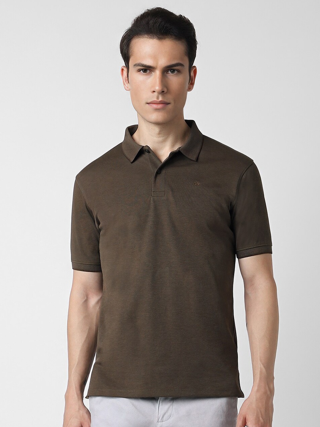 

Peter England Polo Collar Cotton T-shirt, Brown
