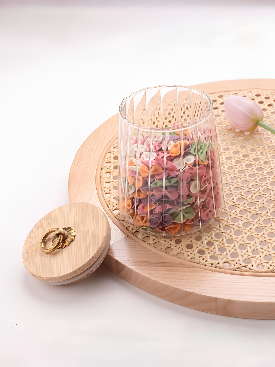 

USHA SHRIRAM Transparent Food Container Glass Jar With Wooden Lid