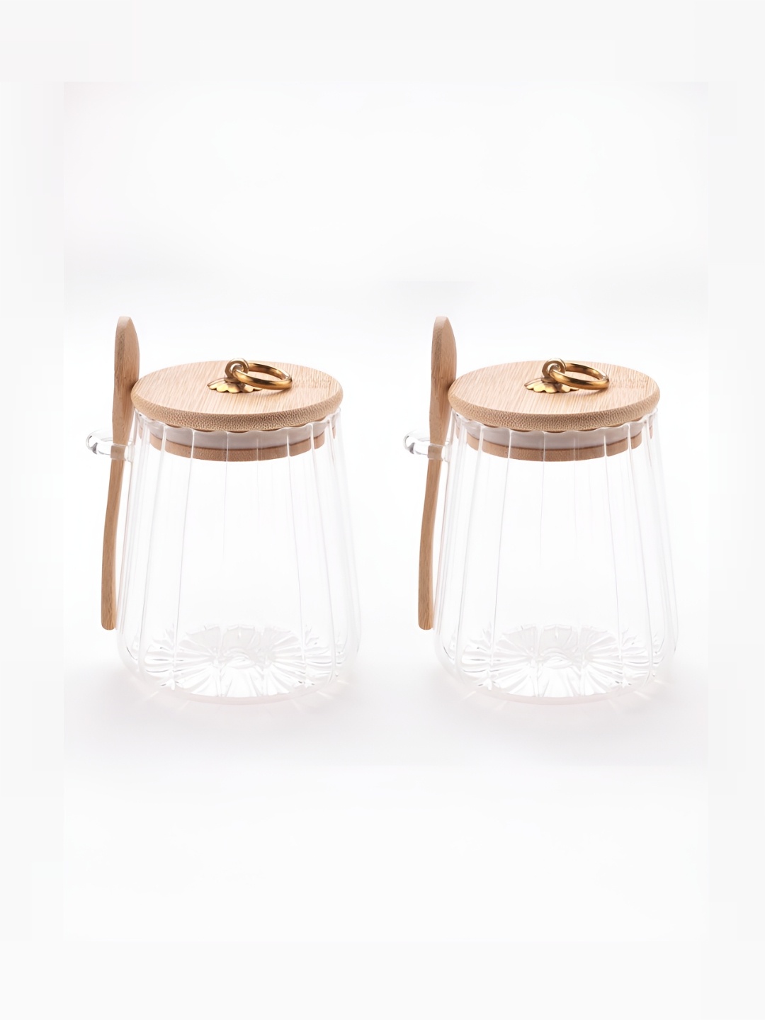

USHA SHRIRAM Transparent 2 Pieces Glass Food Container Jar With Wooden Lid