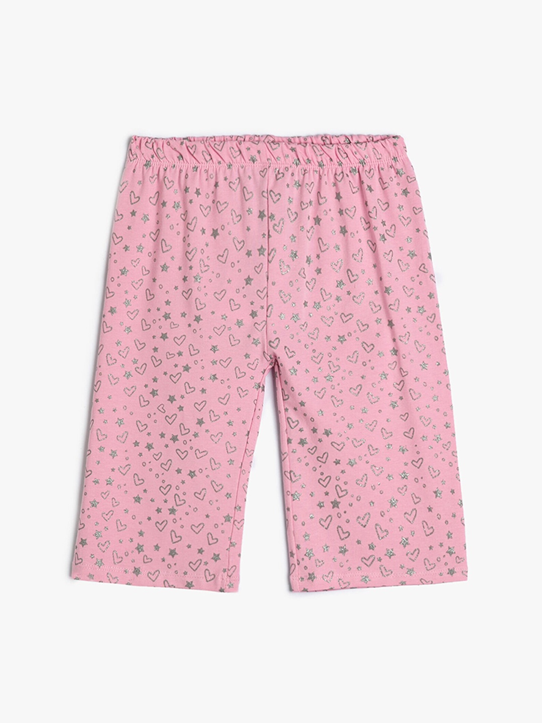 

Koton Girls Conversational Printed Mid-Rise Shorts, Pink