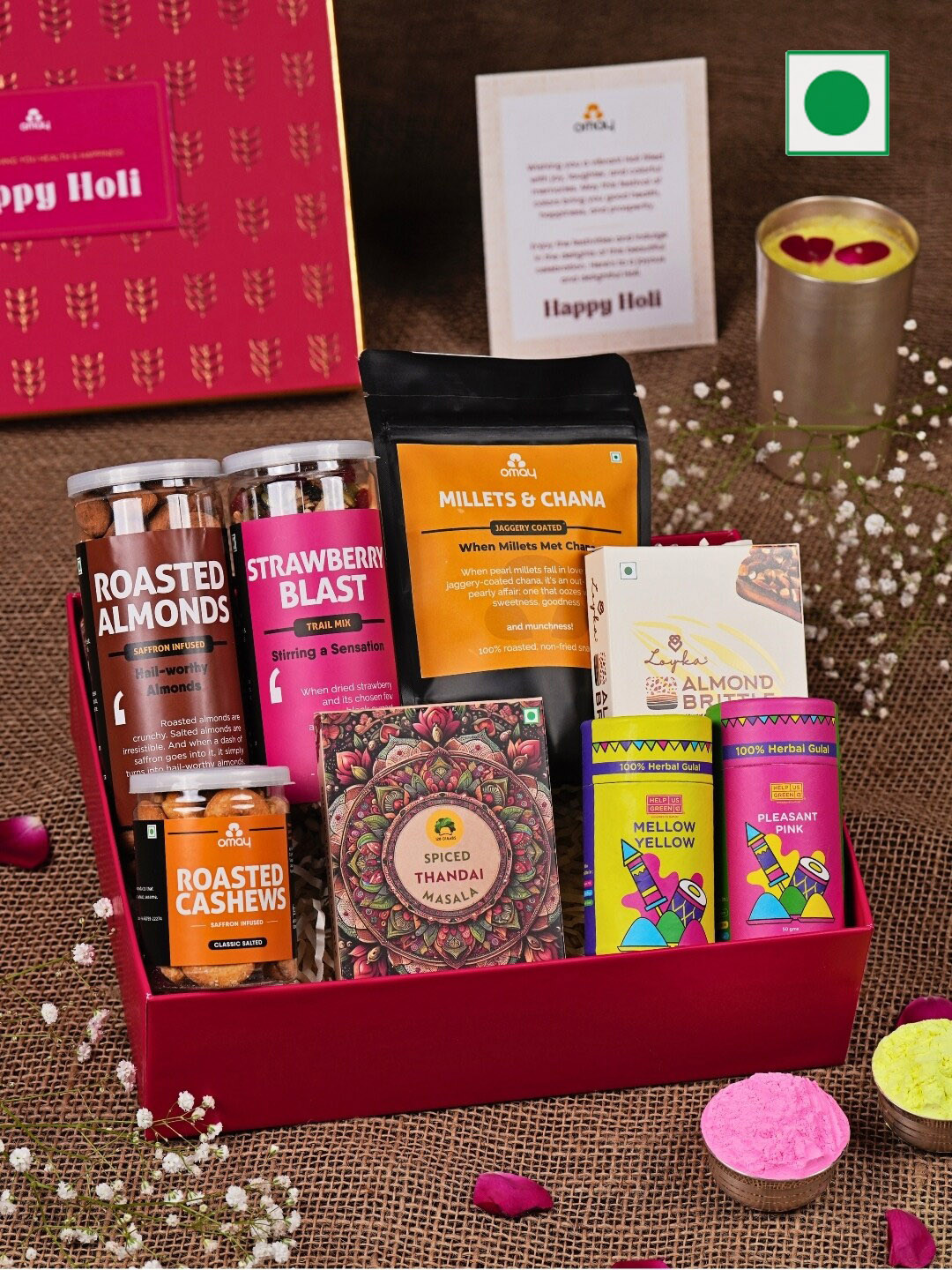 

Omay Foods Pack Of 8 Luxe Delights Holi Gift Box, Pink