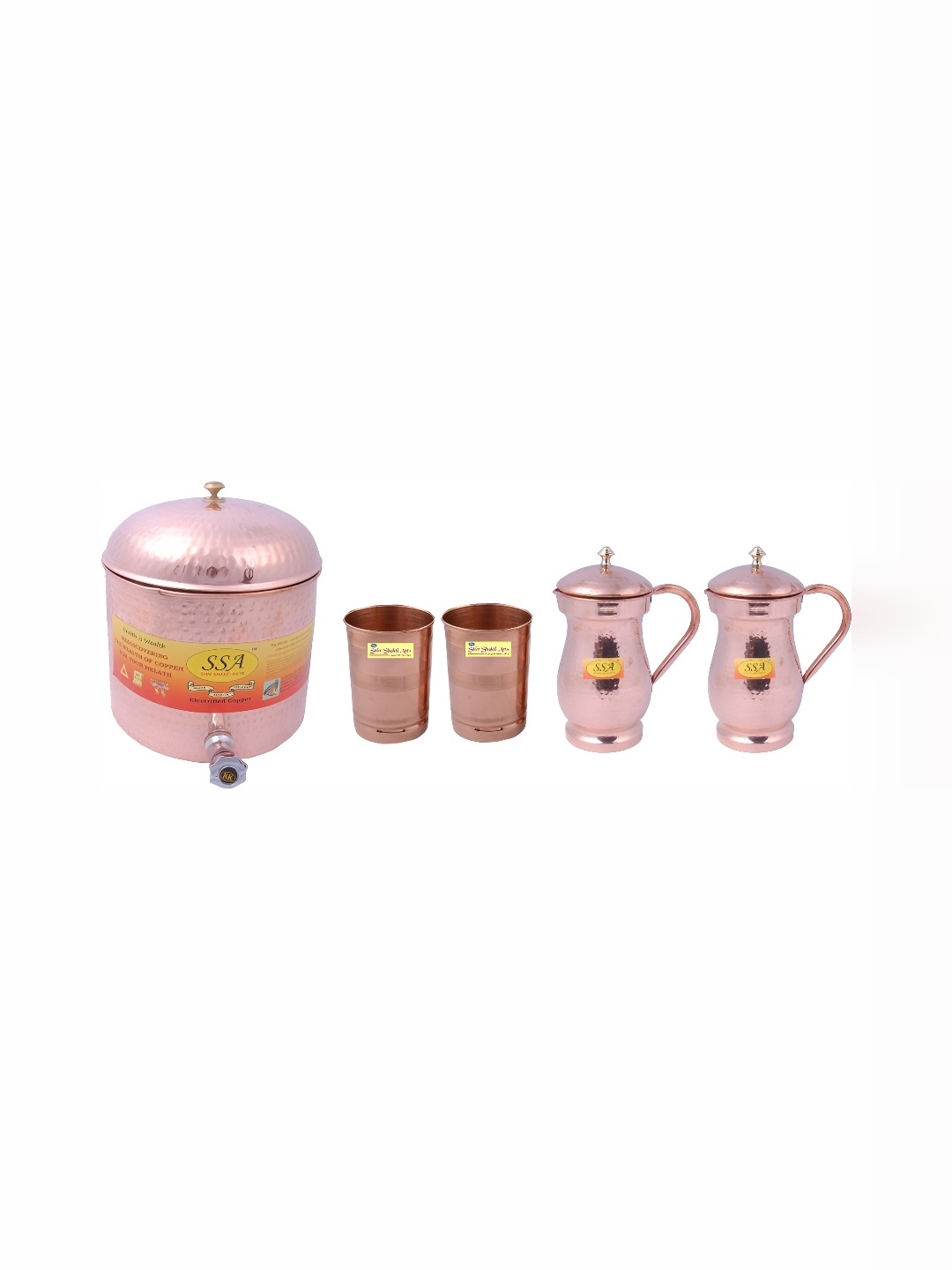 

Shivshakti Arts Brown 5 Pieces Copper Water Jug Water Pot With Glasses